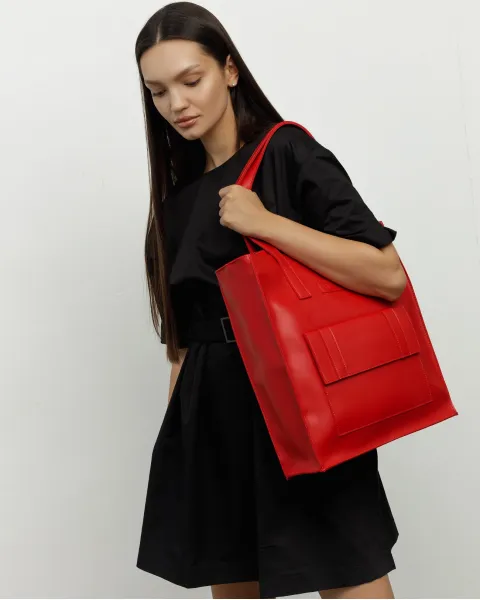"Office bag large" екошкіра, червона