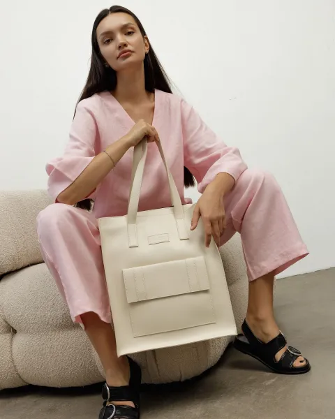 "Office bag large" екошкіра, слонова кістка