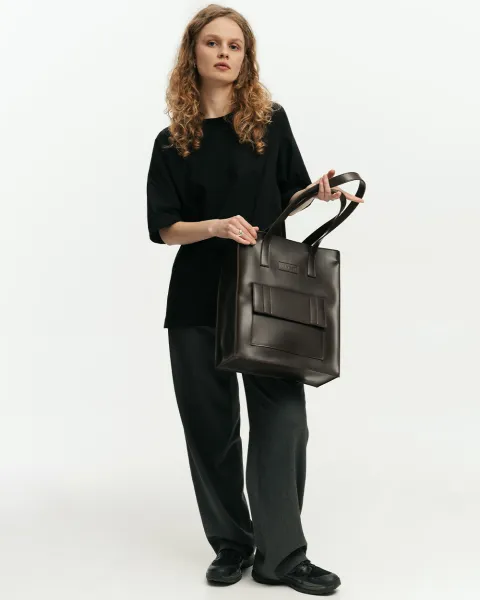 "Office bag large" екошкіра, коричнева