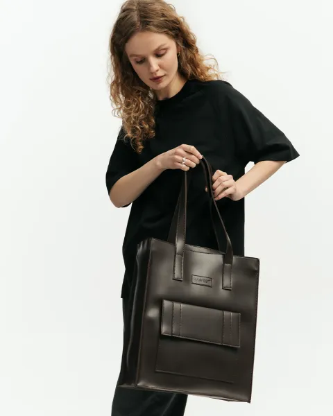 "Office bag large" екошкіра, коричнева