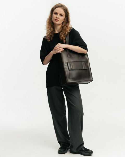 "Office bag large" екошкіра, коричнева