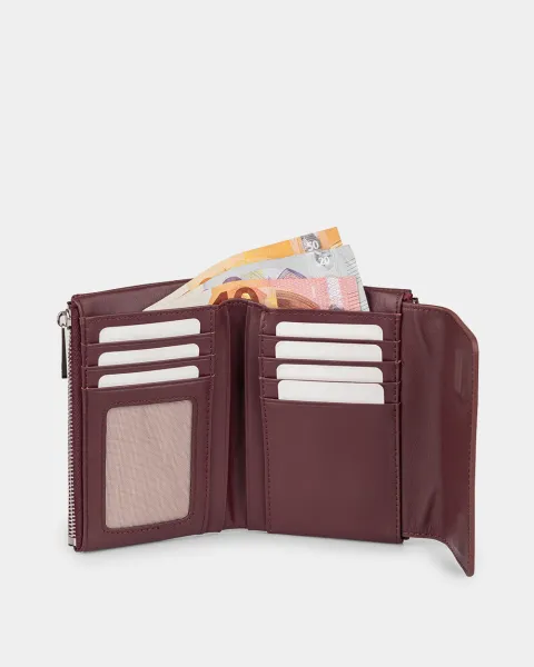 Гаманець "Trifold" шкіряний, бордо