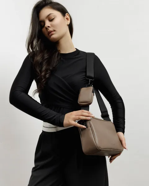 "CROSSBODY BAG" екошкіра, бежева