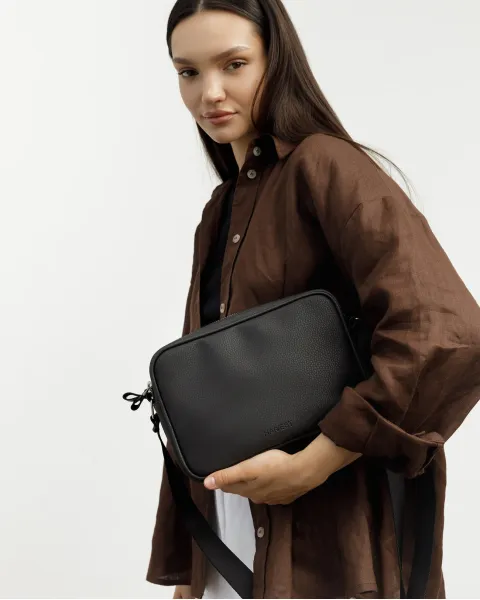 "CROSSBODY" ЕКОШКІРА, ЧОРНА