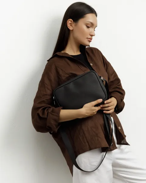 "CROSSBODY" ЕКОШКІРА, ЧОРНА