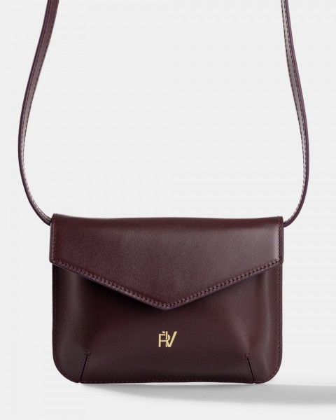 Сумка "Camellia" шкіряна, бордо