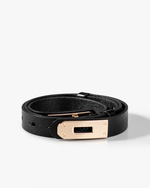 Шкіряний ремінь тонкий, чорний