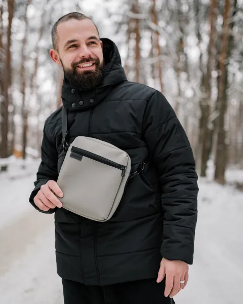 МЕСЕНДЖЕР "DOPP" ЕКОШКІРА, СІРИЙ МАТОВИЙ