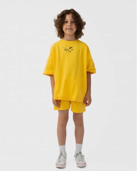 Футболка "KIDS SUMMER" жовта, з принтом (98-134 см.)