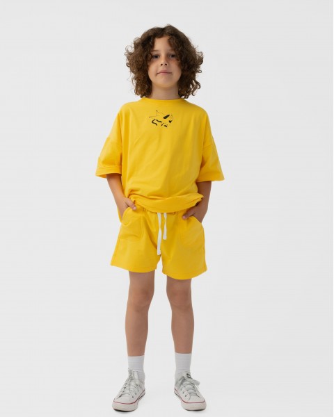 Шорти "KIDS SUMMER" жовті, з принтом (98-134 см.)