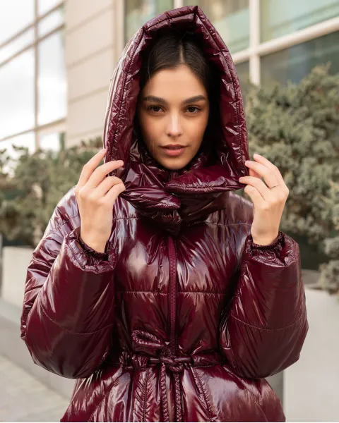 Пальто-пуховик "Jelly" бордове