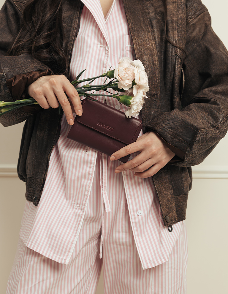 ГАМАНЕЦЬ "TRIFOLD" ШКІРЯНИЙ, БОРДО